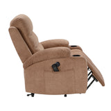 Sereno Brown Power Lift Chair with Massage, Heat, Charging Ports and Cup-holders by Homelegance at Eve Furniture