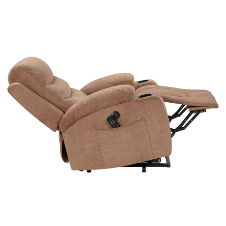 Sereno Brown Power Lift Chair with Massage, Heat, Charging Ports and Cup-holders by Homelegance at Eve Furniture