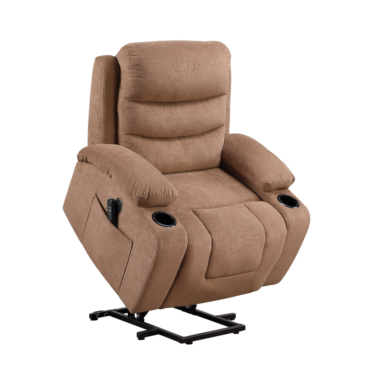 Sereno Brown Power Lift Chair with Massage, Heat, Charging Ports and Cup-holders by Homelegance at Eve Furniture
