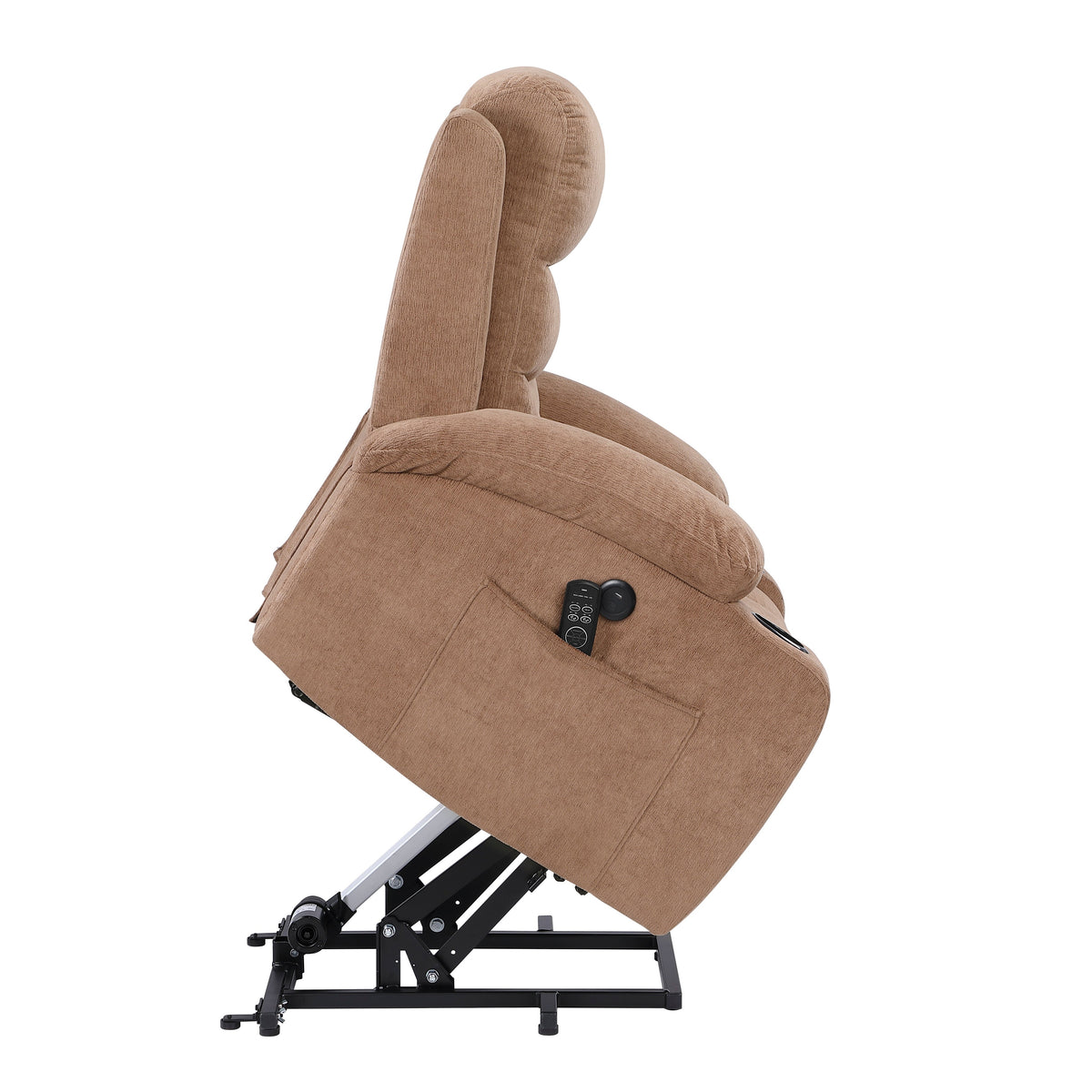 Sereno Brown Power Lift Chair with Massage, Heat, Charging Ports and Cup-holders by Homelegance at Eve Furniture