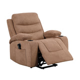 Sereno Brown Power Lift Chair with Massage, Heat, Charging Ports and Cup-holders by Homelegance at Eve Furniture