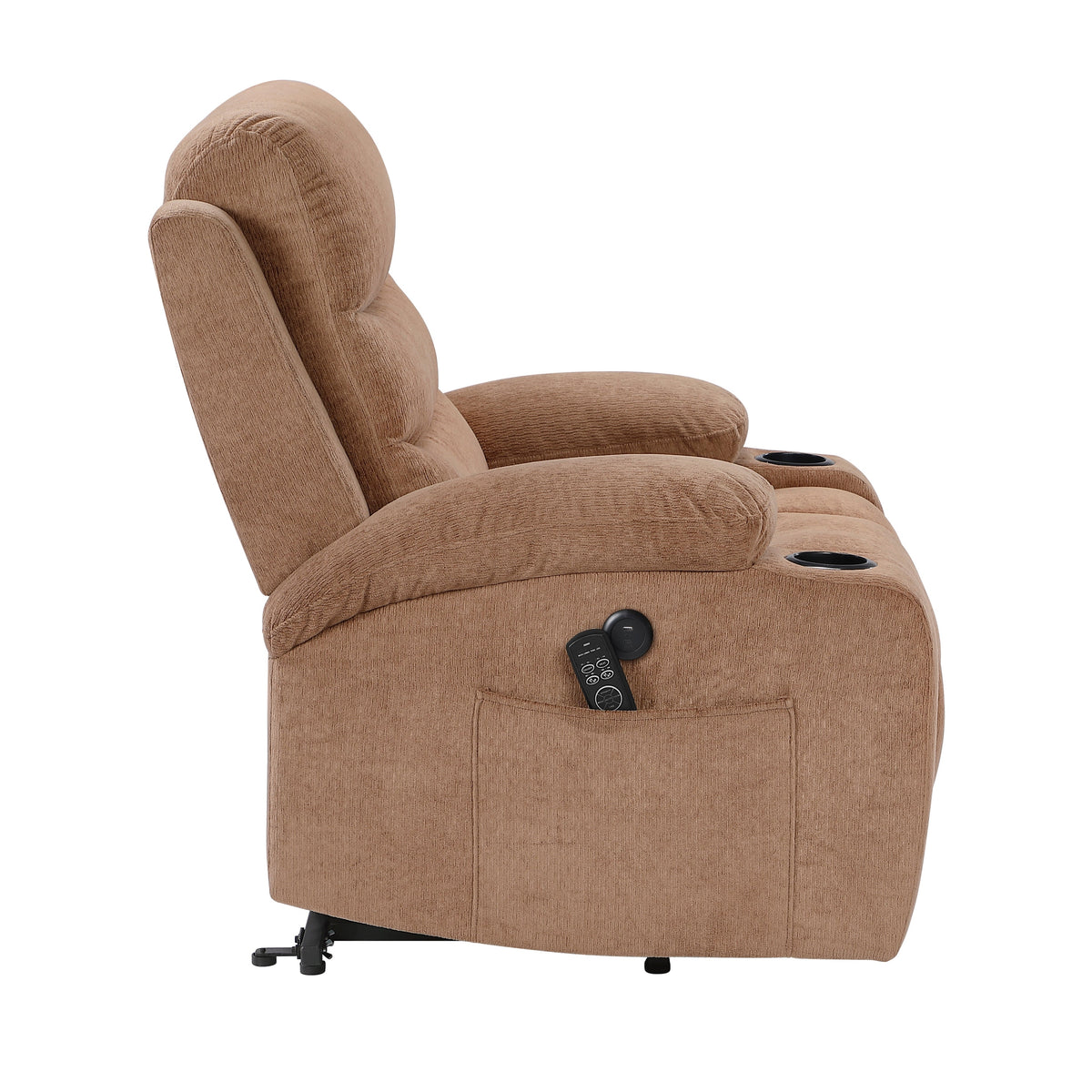 Sereno Brown Power Lift Chair with Massage, Heat, Charging Ports and Cup-holders by Homelegance at Eve Furniture