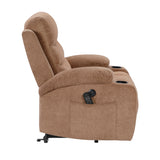 Sereno Brown Power Lift Chair with Massage, Heat, Charging Ports and Cup-holders by Homelegance at Eve Furniture
