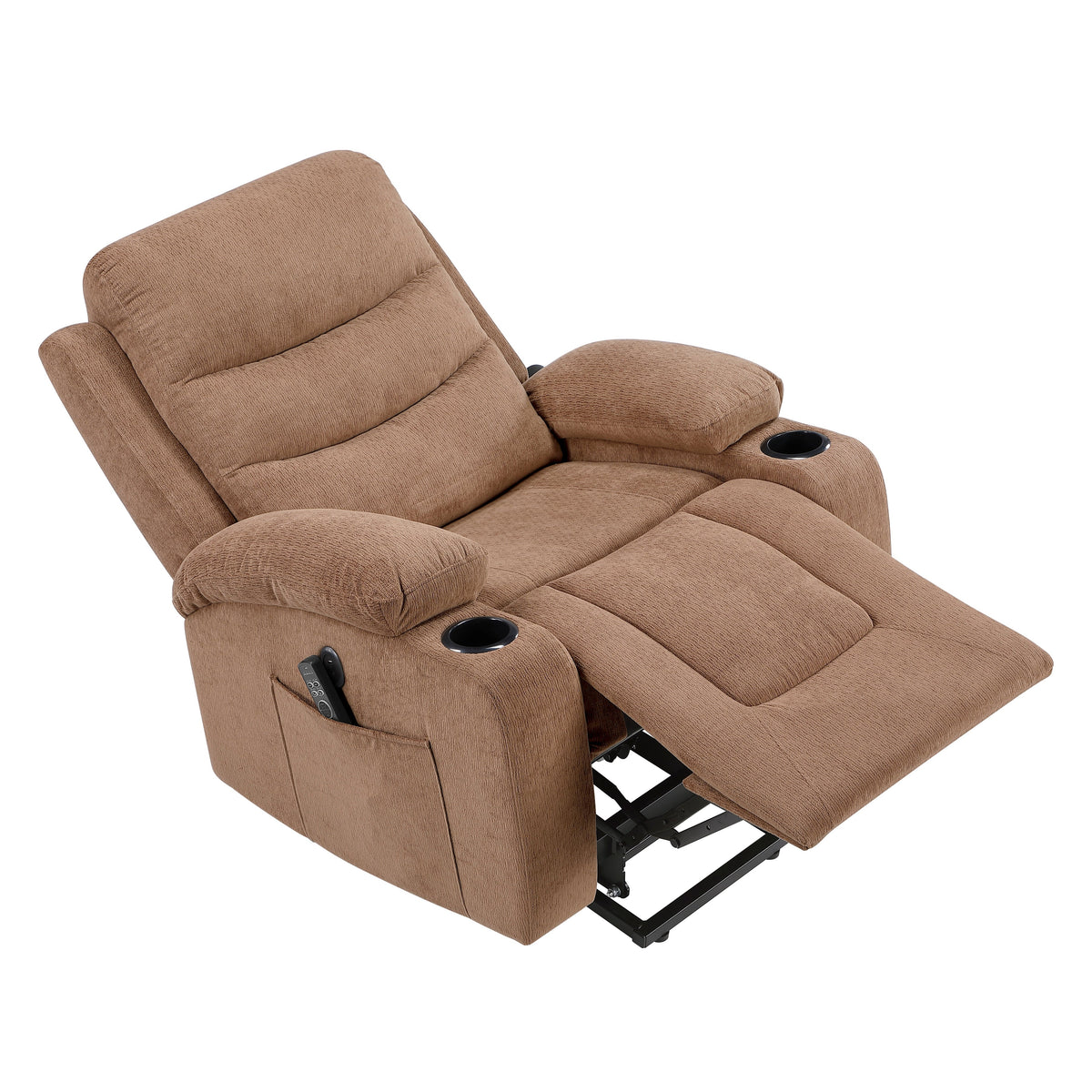 Sereno Brown Power Lift Chair with Massage, Heat, Charging Ports and Cup-holders by Homelegance at Eve Furniture