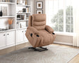 Sereno Brown Power Lift Chair with Massage, Heat, Charging Ports and Cup-holders by Homelegance at Eve Furniture