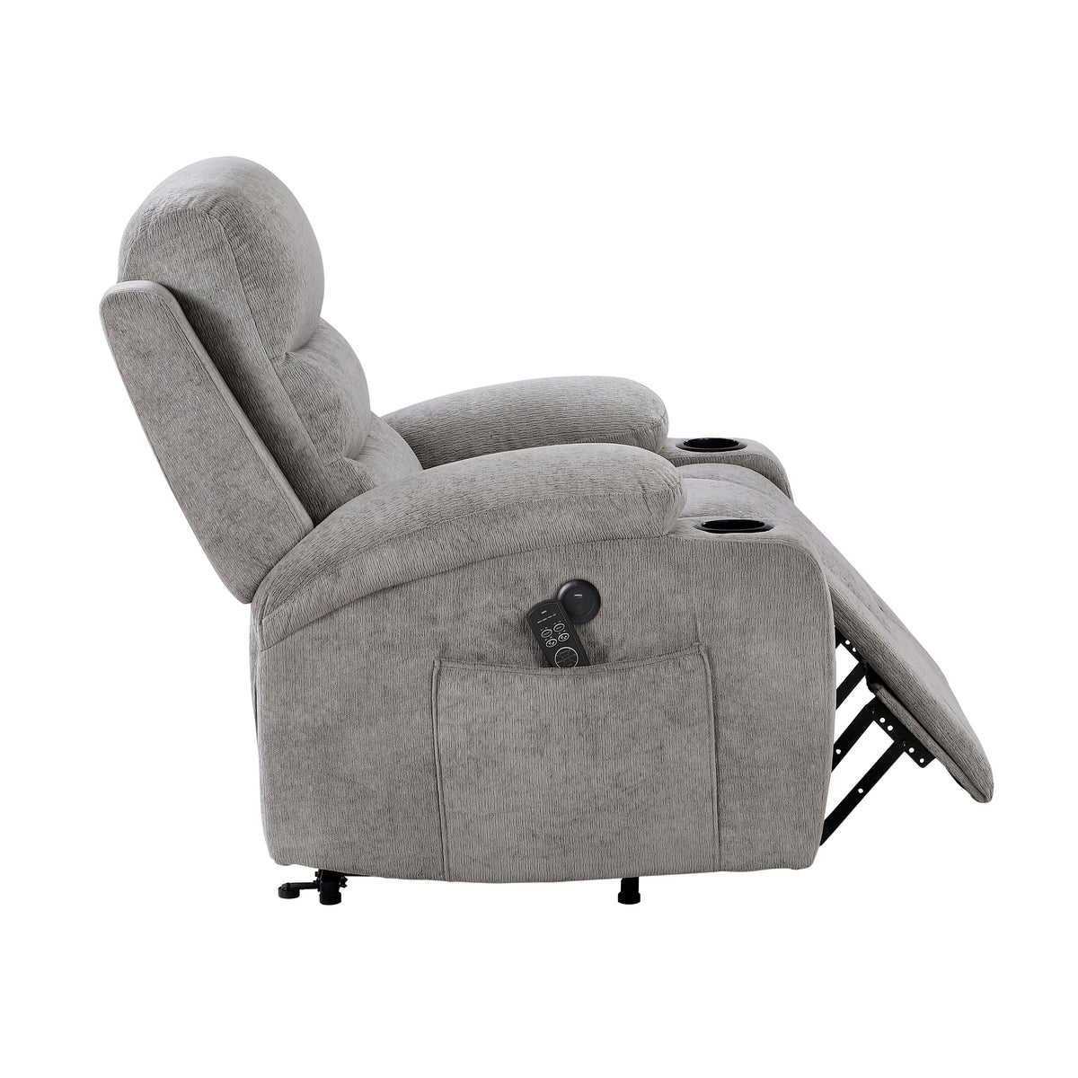 Sereno Gray Power Lift Chair with Massage, Heat, Charging Ports and Cup-holders by Homelegance at Eve Furniture