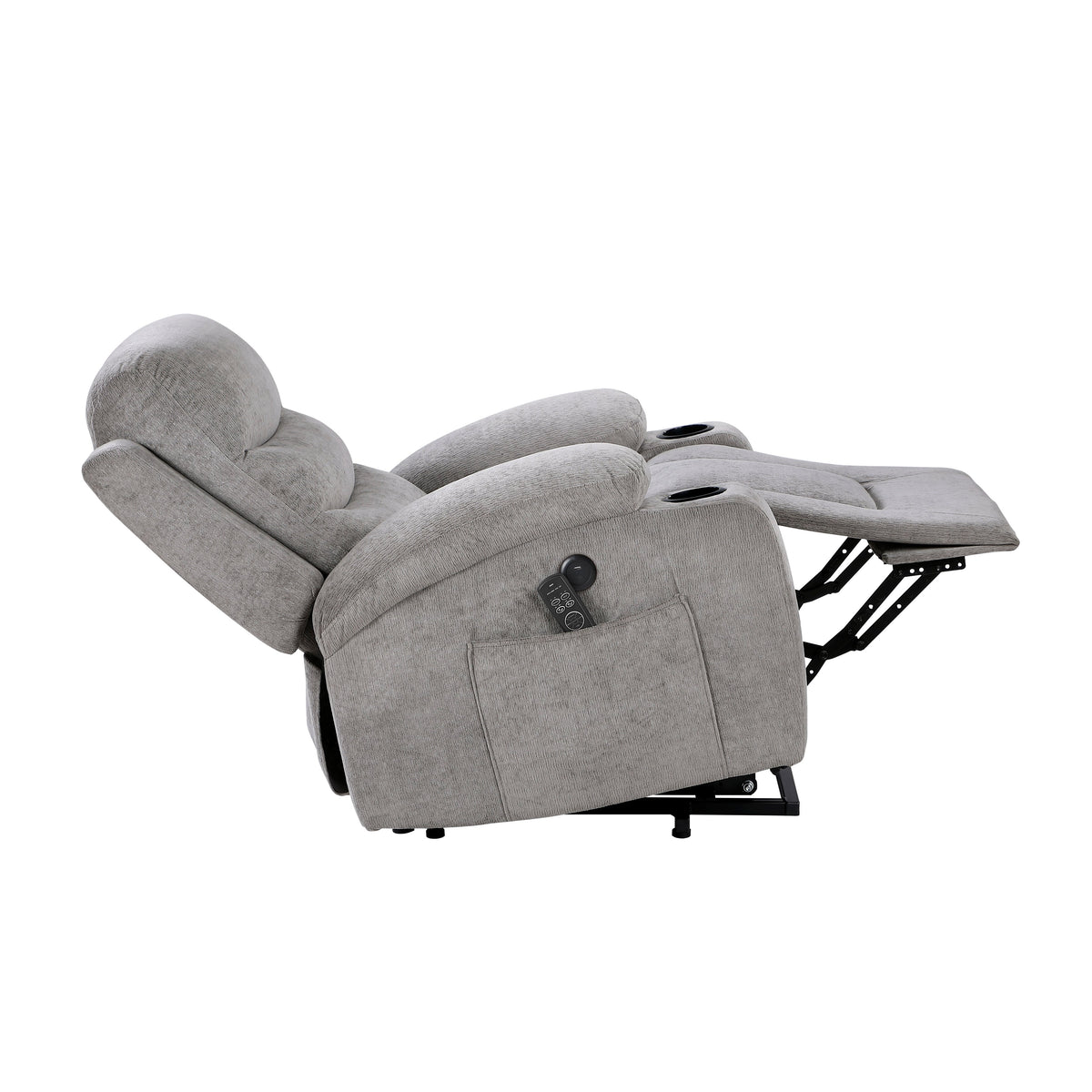 Sereno Gray Power Lift Chair with Massage, Heat, Charging Ports and Cup-holders by Homelegance at Eve Furniture