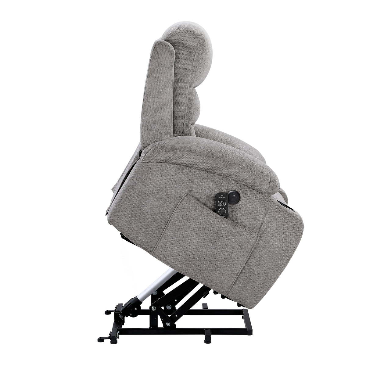 Sereno Gray Power Lift Chair with Massage, Heat, Charging Ports and Cup-holders by Homelegance at Eve Furniture