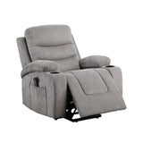 Sereno Gray Power Lift Chair with Massage, Heat, Charging Ports and Cup-holders by Homelegance at Eve Furniture