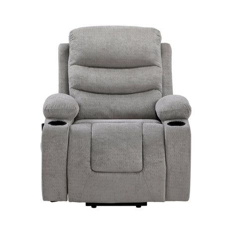 Sereno Gray Power Lift Chair with Massage, Heat, Charging Ports and Cup-holders by Homelegance at Eve Furniture