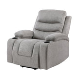 Sereno Gray Power Lift Chair with Massage, Heat, Charging Ports and Cup-holders by Homelegance at Eve Furniture