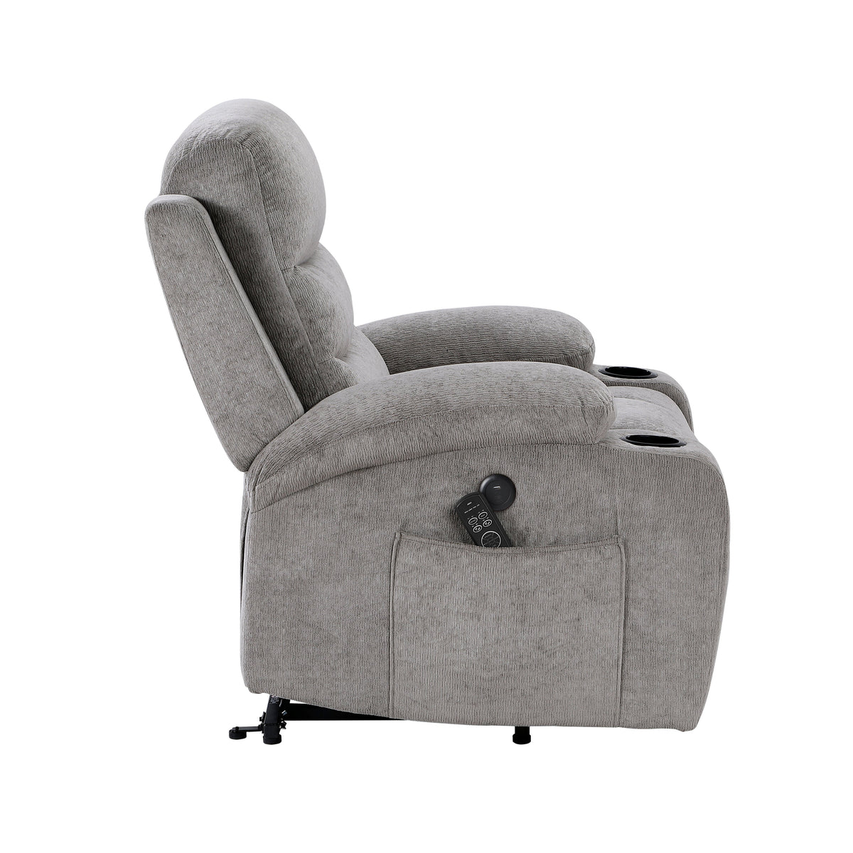 Sereno Gray Power Lift Chair with Massage, Heat, Charging Ports and Cup-holders by Homelegance at Eve Furniture