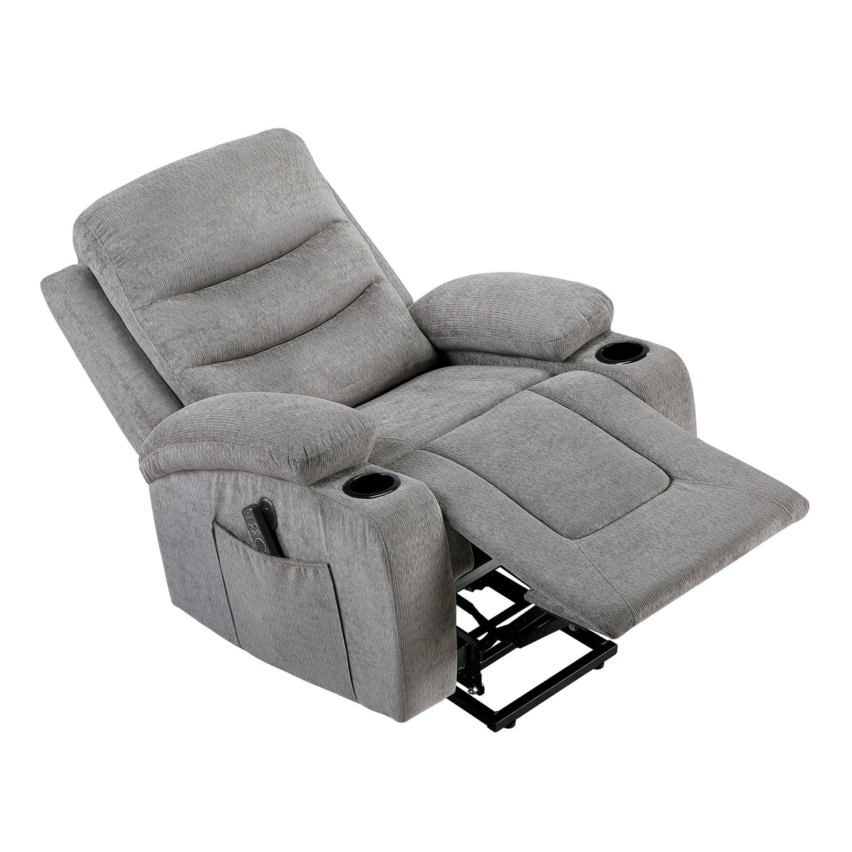 Sereno Gray Power Lift Chair with Massage, Heat, Charging Ports and Cup-holders by Homelegance at Eve Furniture