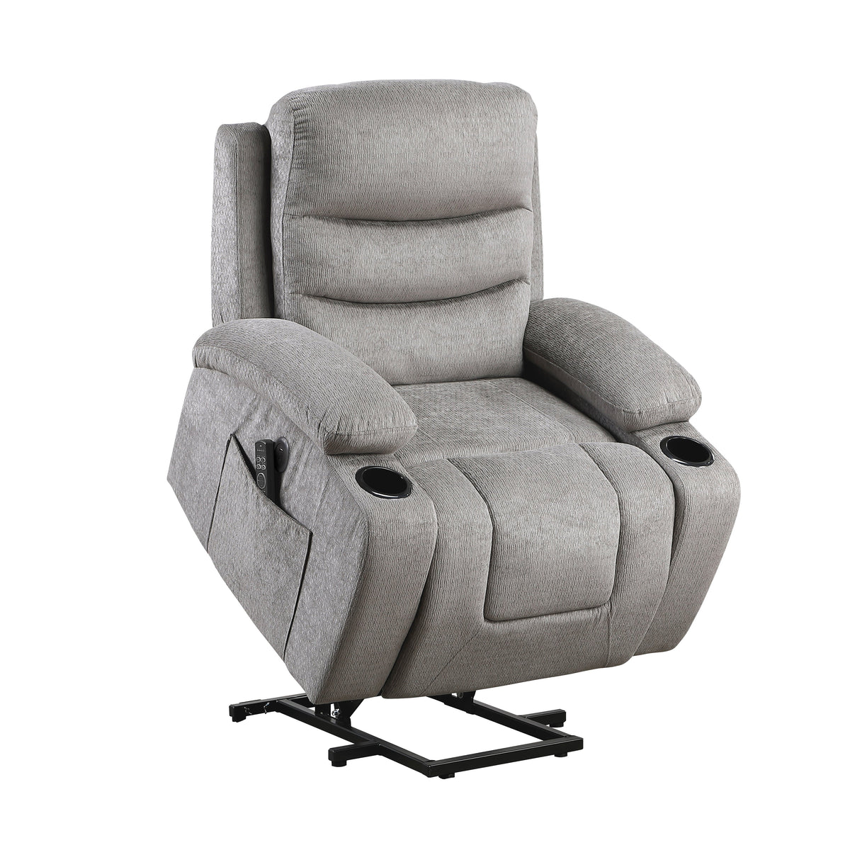 Sereno Gray Power Lift Chair with Massage, Heat, Charging Ports and Cup-holders by Homelegance at Eve Furniture