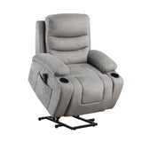 Sereno Gray Power Lift Chair with Massage, Heat, Charging Ports and Cup-holders by Homelegance at Eve Furniture