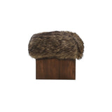 Serge Brown Faux Fur Ottoman by MOES at Eve Furniture