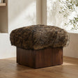 Serge Brown Faux Fur Ottoman by Moe's Home at Eve Furniture