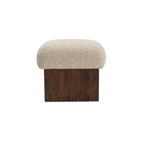Serge Cream Faux Shearling Ottoman by MOES at Eve Furniture