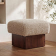 Serge Cream Faux Shearling Ottoman by Moe's Home at Eve Furniture