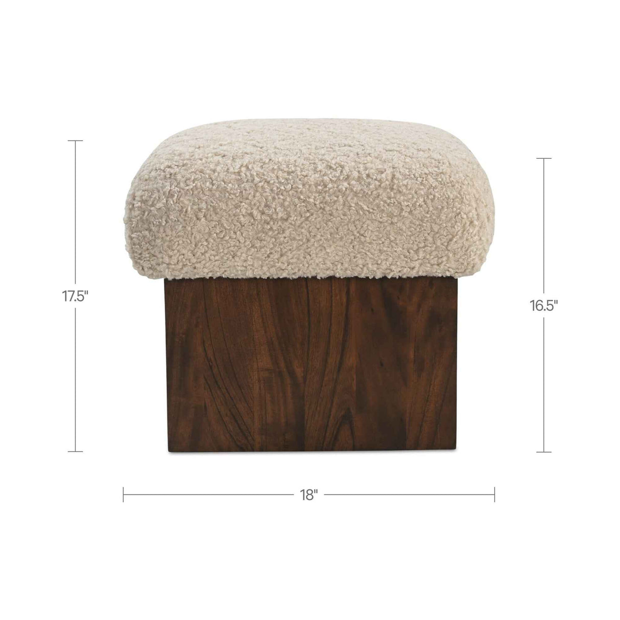 Serge Cream Faux Shearling Ottoman by Moe's Home at Eve Furniture