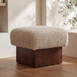 Serge Cream Faux Shearling Ottoman by Moe's Home at Eve Furniture