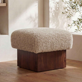 Serge Cream Faux Shearling Ottoman by Moe's Home at Eve Furniture