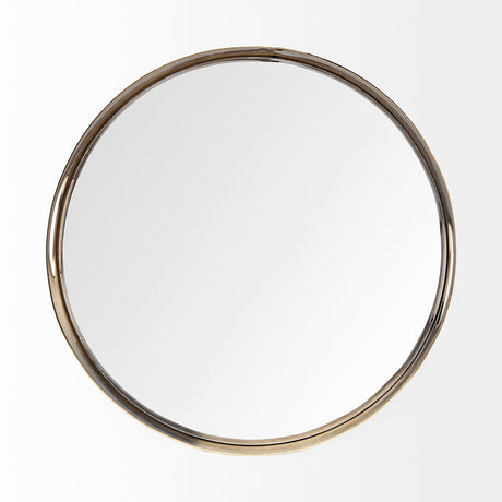 Serkis Gold Metal Mirrored Base Round Tray by Mercana at Eve Furniture