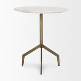 Serre Marble Top 3 Prong Gold Metal Base End Table by Mercana at Eve Furniture