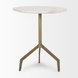 Serre Marble Top 3 Prong Gold Metal Base End Table by Mercana at Eve Furniture