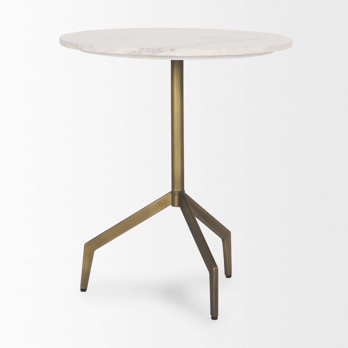 Serre Marble Top 3 Prong Gold Metal Base End Table by Mercana at Eve Furniture