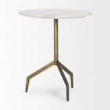Serre Marble Top 3 Prong Gold Metal Base End Table by Mercana at Eve Furniture