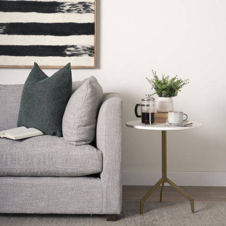 Serre Marble Top 3 Prong Gold Metal Base End Table by Mercana at Eve Furniture