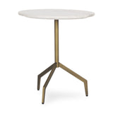 Serre Marble Top 3 Prong Gold Metal Base End Table by Mercana at Eve Furniture