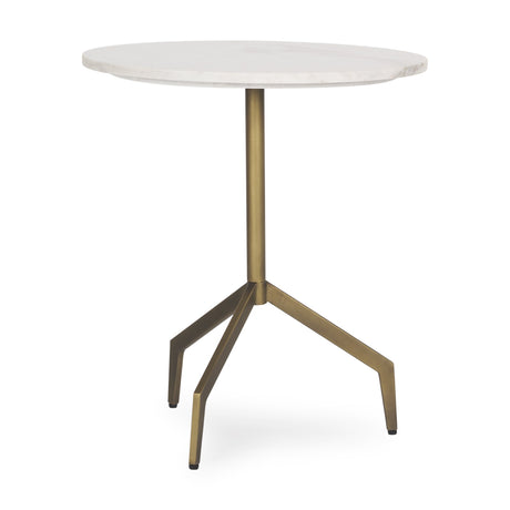 Serre Marble Top 3 Prong Gold Metal Base End Table by Mercana at Eve Furniture