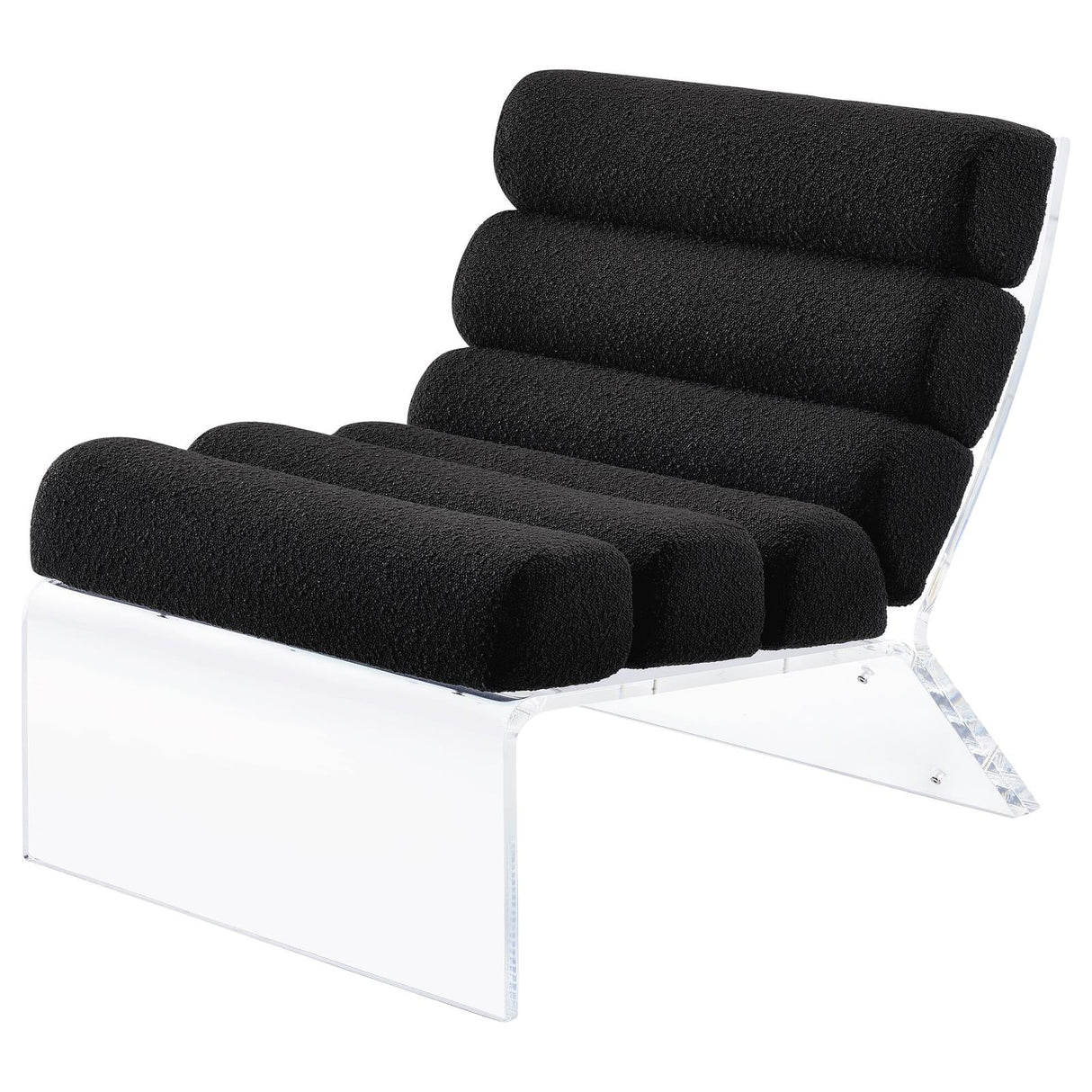 Serreta Black Boucle Upholstered Armless Accent Chair with Clear Acrylic Frame