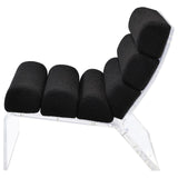 Serreta Black Boucle Upholstered Armless Accent Chair with Clear Acrylic Frame