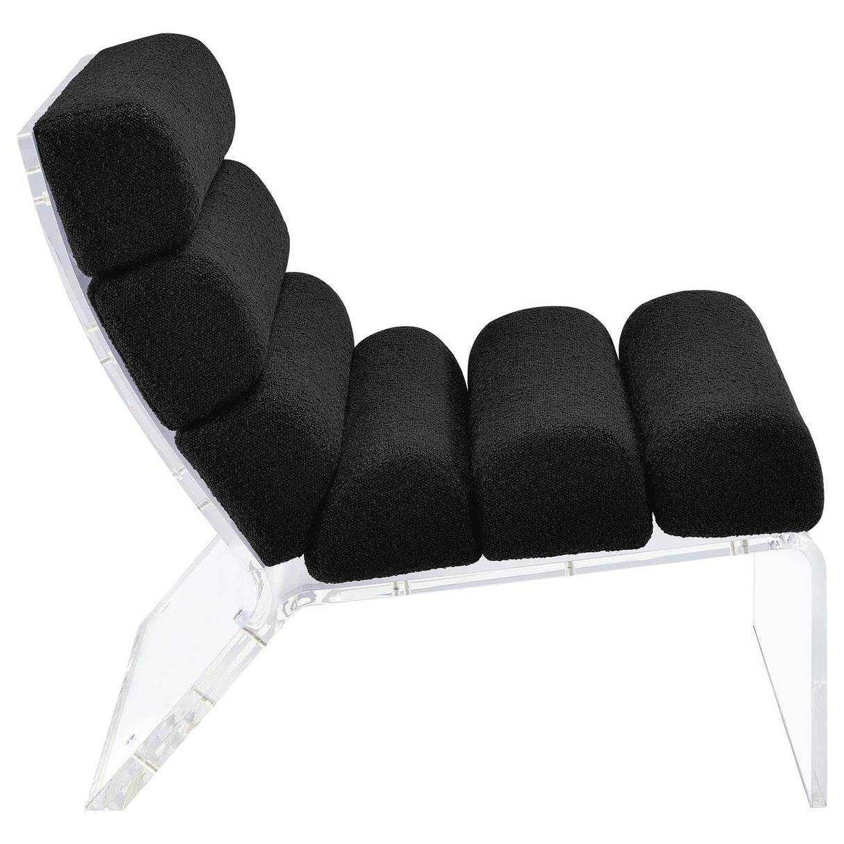 Serreta Black Boucle Upholstered Armless Accent Chair with Clear Acrylic Frame