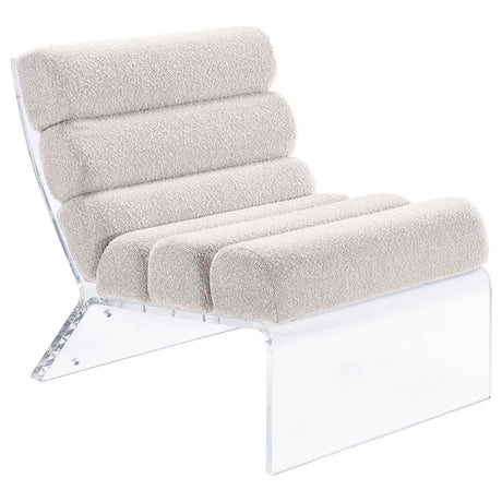 Serreta Ivory Boucle Upholstered Armless Accent Chair with Clear Acrylic Frame