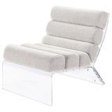 Serreta Ivory Boucle Upholstered Armless Accent Chair with Clear Acrylic Frame