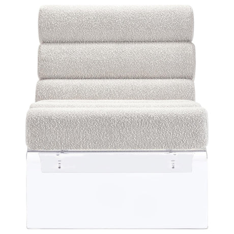 Serreta Ivory Boucle Upholstered Armless Accent Chair with Clear Acrylic Frame by Coaster at Eve Furniture