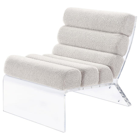 Serreta Ivory Boucle Upholstered Armless Accent Chair with Clear Acrylic Frame by Coaster at Eve Furniture