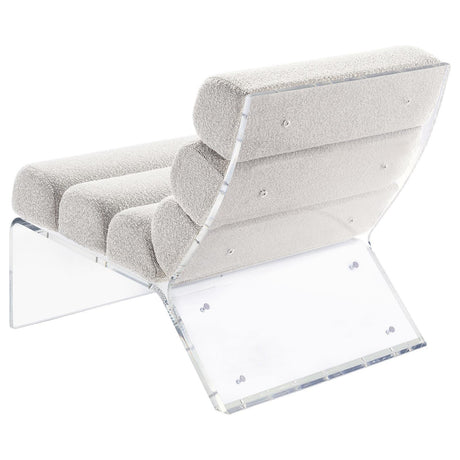 Serreta Ivory Boucle Upholstered Armless Accent Chair with Clear Acrylic Frame by Coaster at Eve Furniture