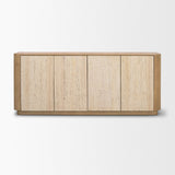Serrin Solid Wood w/ Travertine 4 Door Closed Sideboard by Mercana at Eve Furniture
