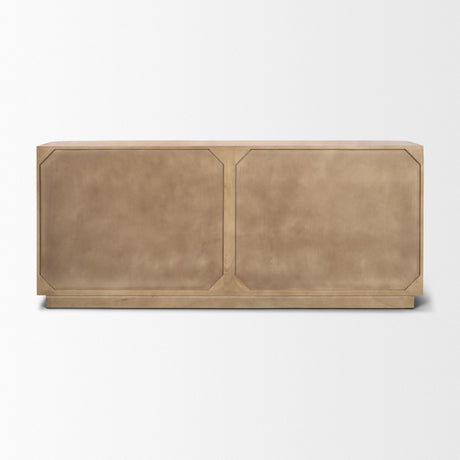 Serrin Solid Wood w/ Travertine 4 Door Closed Sideboard by Mercana at Eve Furniture