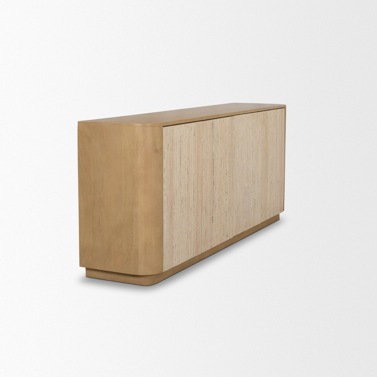 Serrin Solid Wood w/ Travertine 4 Door Closed Sideboard by Mercana at Eve Furniture