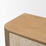 Serrin Solid Wood w/ Travertine 4 Door Closed Sideboard by Mercana at Eve Furniture