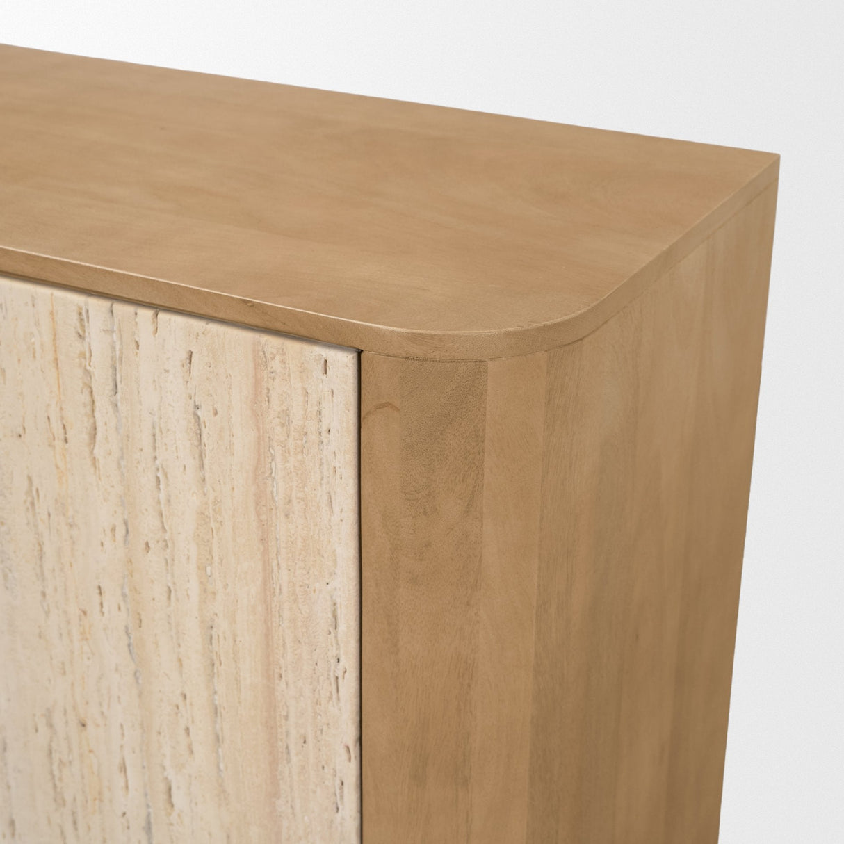 Serrin Solid Wood w/ Travertine 4 Door Closed Sideboard by Mercana at Eve Furniture