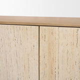 Serrin Solid Wood w/ Travertine 4 Door Closed Sideboard by Mercana at Eve Furniture