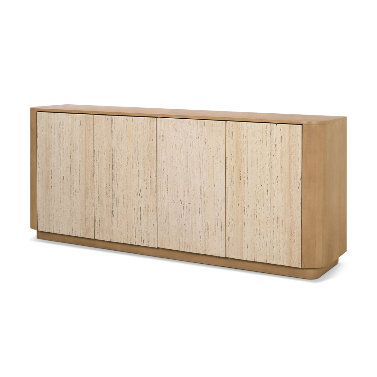 Serrin Solid Wood w/ Travertine 4 Door Closed Sideboard by Mercana at Eve Furniture