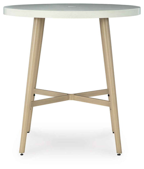 Seton Creek Beige Outdoor Bar Table by Ashley at Eve Furniture